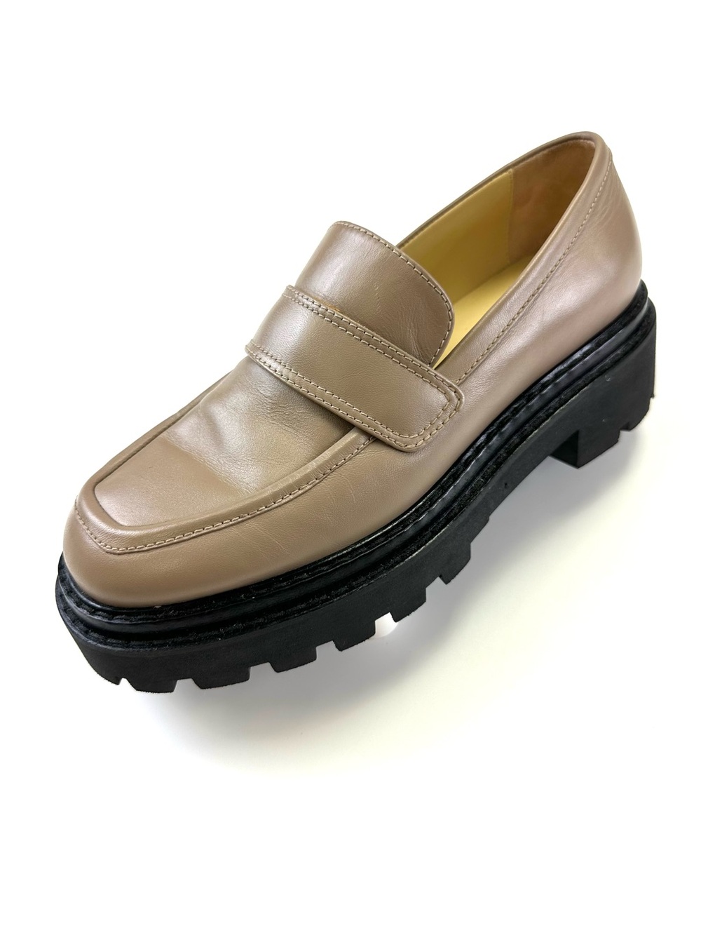 Poppy Barley Platform Lug Sole Leather Replay Loafers Taupe Brown Size 8